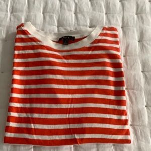 Orange and white stripped JCrew long sleeve top